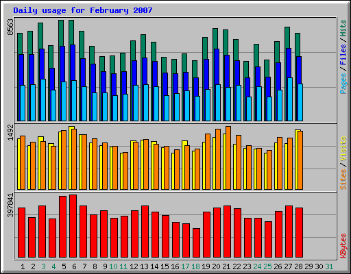 Daily usage for February 2007