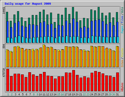Daily usage for August 2009