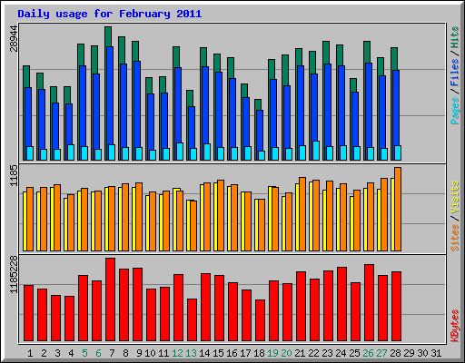 Daily usage for February 2011