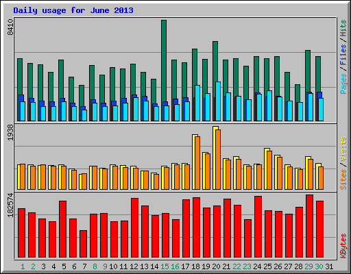 Daily usage for June 2013