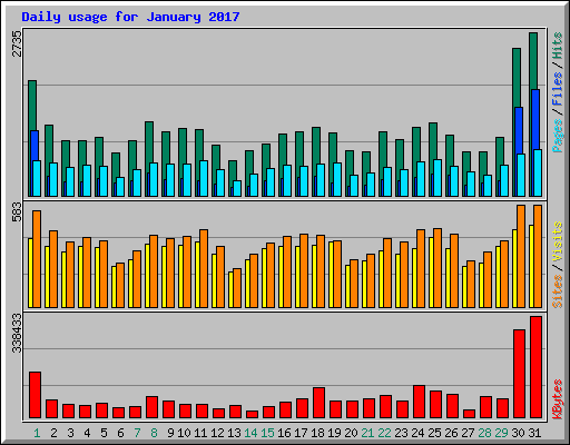 Daily usage for January 2017
