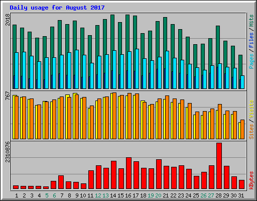 Daily usage for August 2017