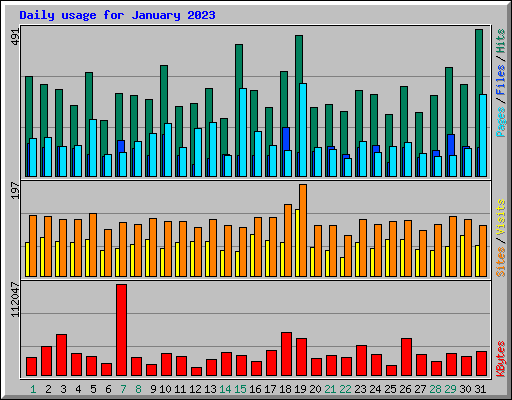 Daily usage for January 2023