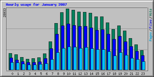 Hourly usage for January 2007