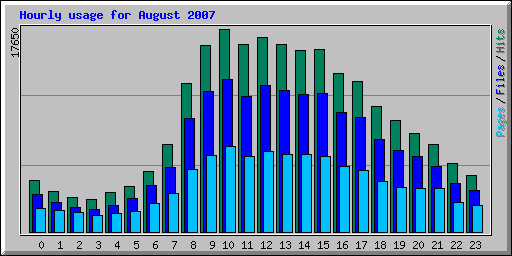 Hourly usage for August 2007