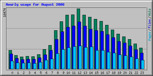 Hourly usage for August 2008