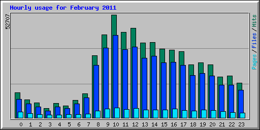 Hourly usage for February 2011