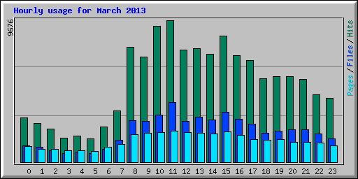 Hourly usage for March 2013