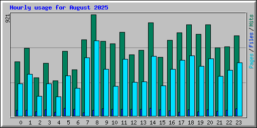 Hourly usage for August 2025